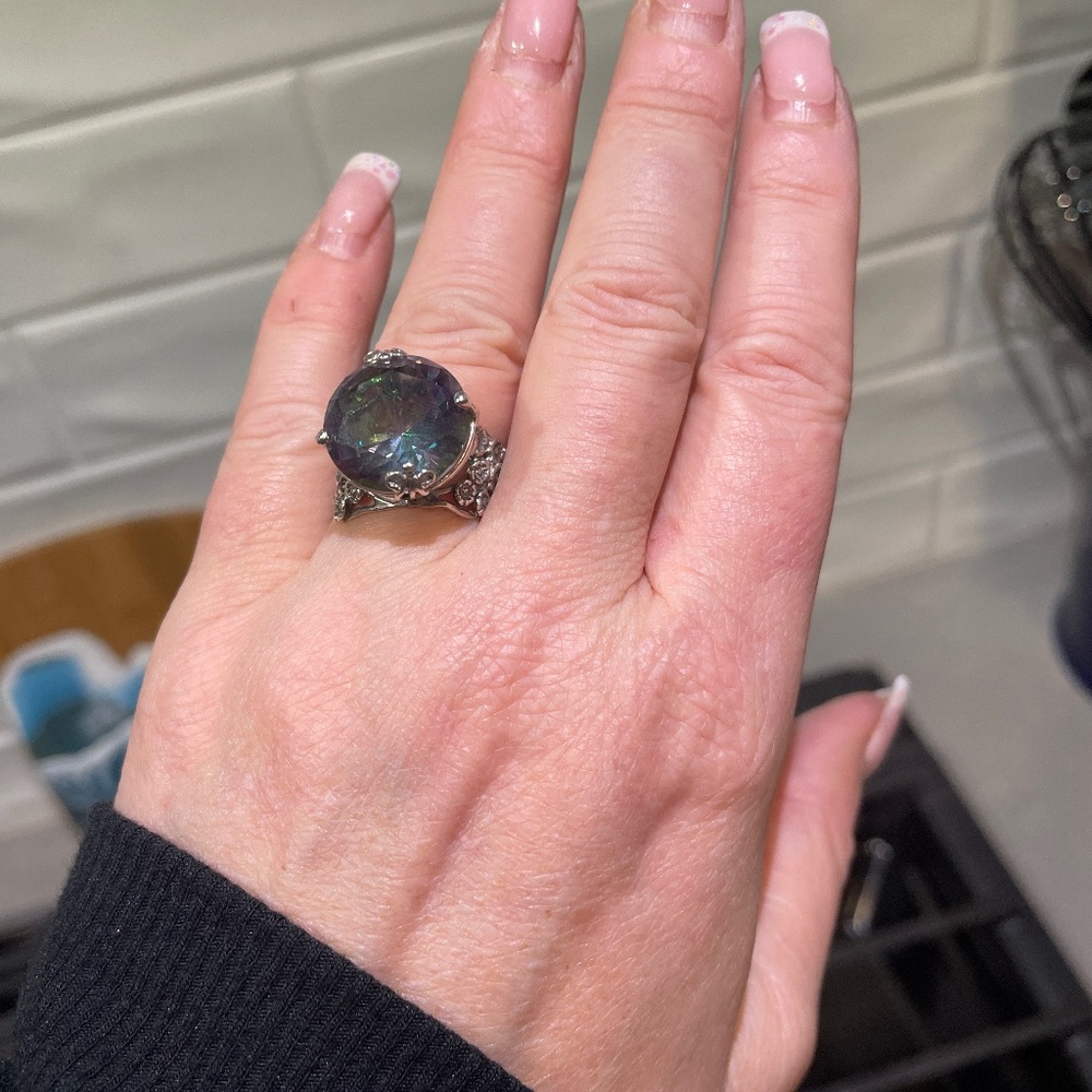 Silver and gem ring